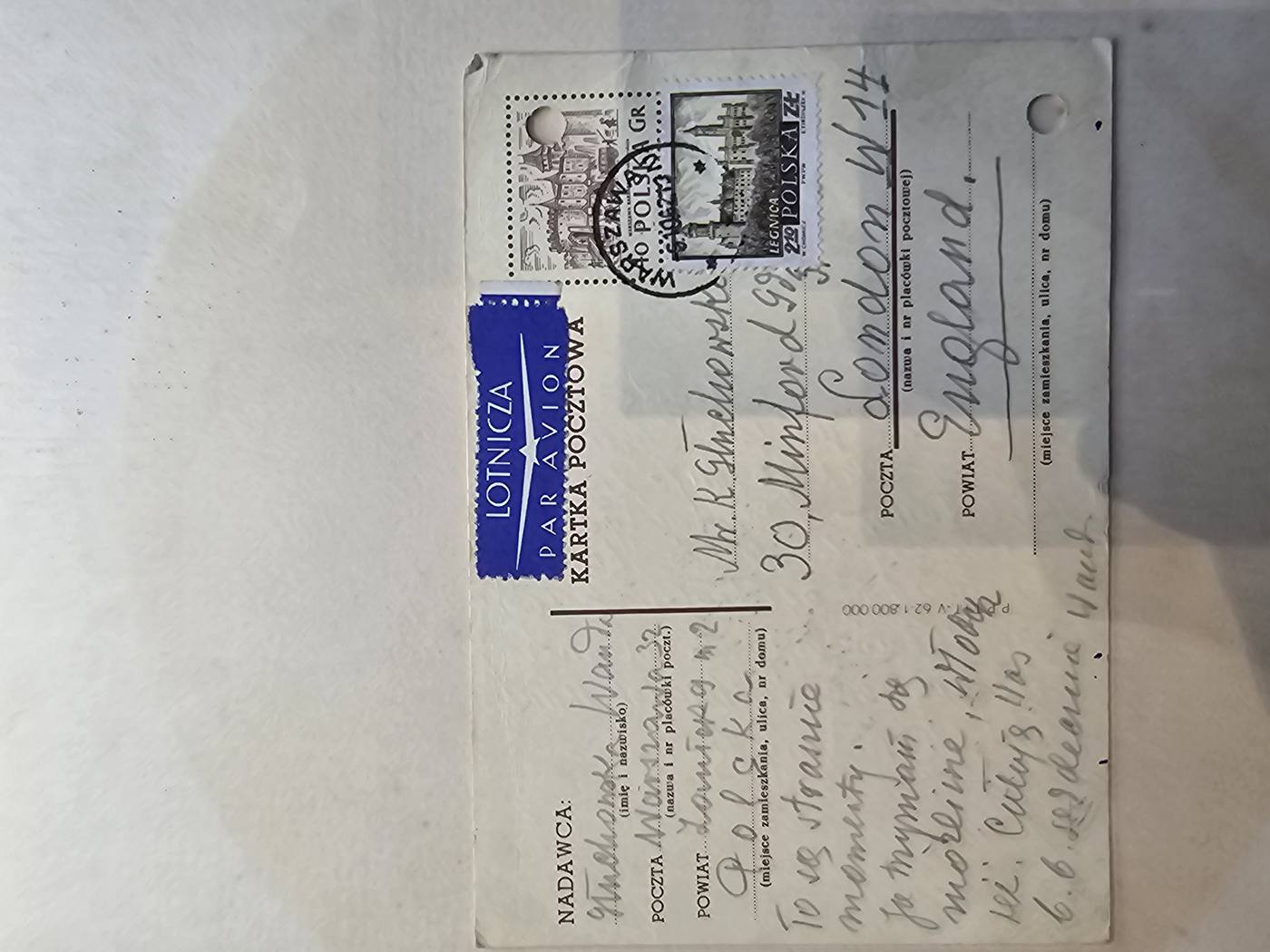 Warszawa, 5 paIdziernika 1962 r. i kartka 5.X.62
