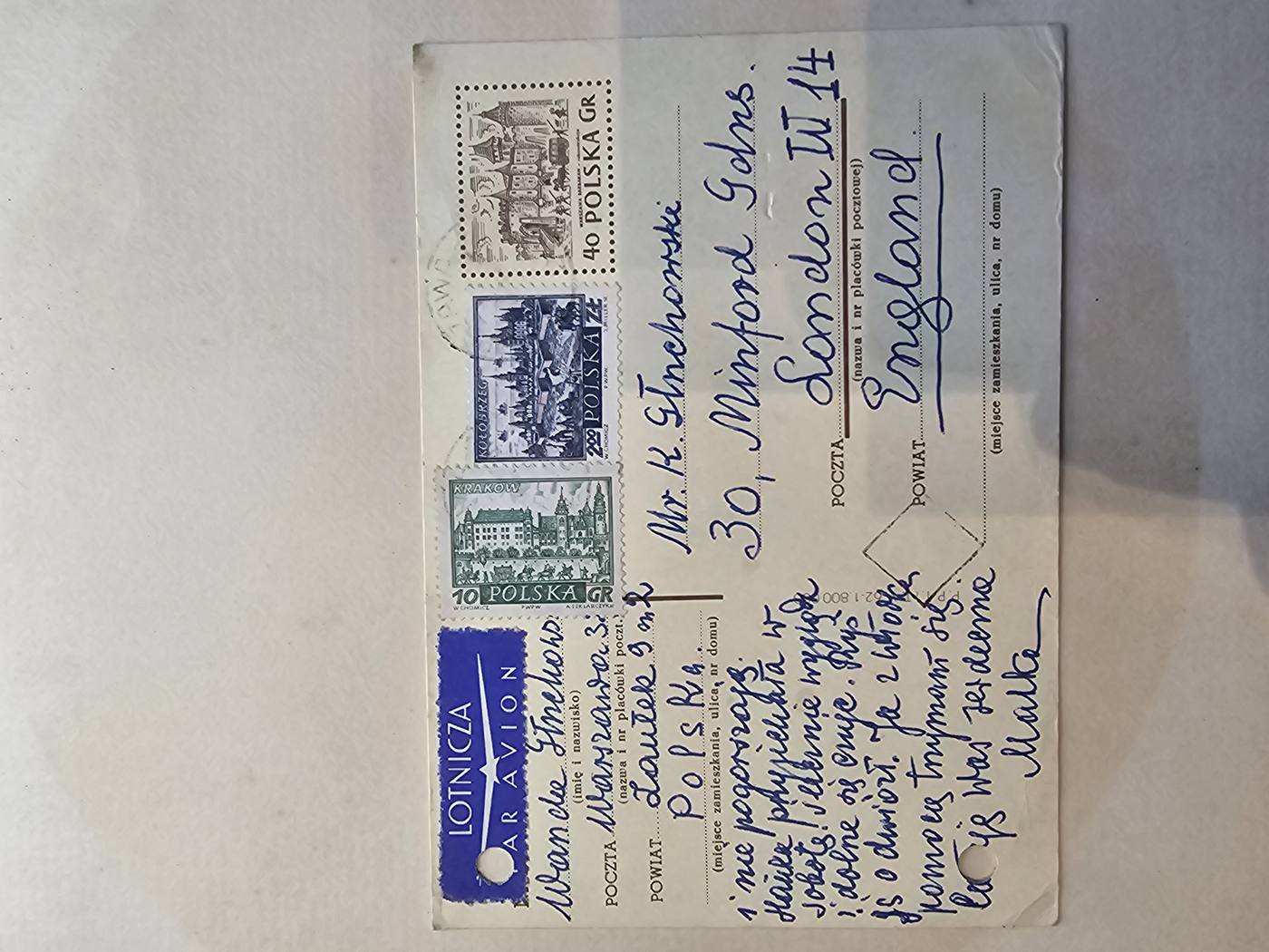 Warszawa, 10 paIdziernika 1962 r. i kartka 11.X.62