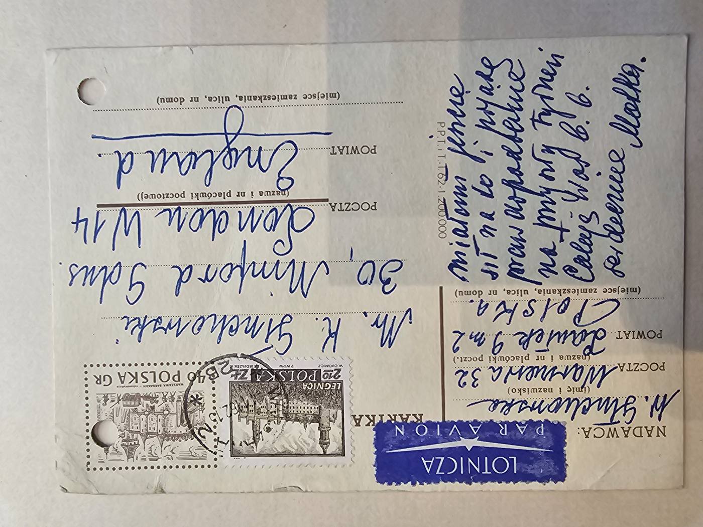 Warszawa, 3 listopada 1962 r. i kartka 23.XI.62