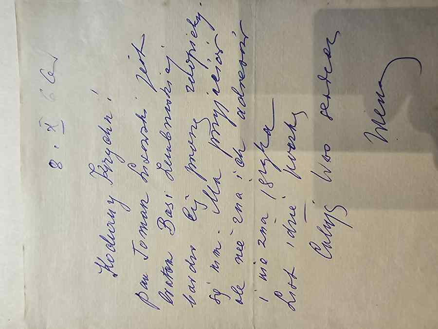 List 19: Warszawa, 8/X 1966 r. (kartka)