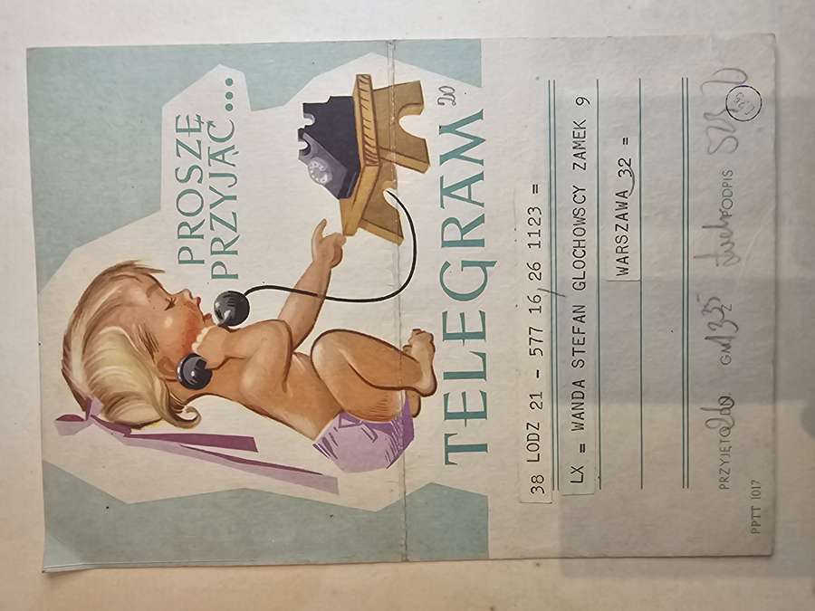 ★★★★ KARTKA + TELEGRAM z Lodzi - ZARECZYNY HANKI z RYSIEM NARTOWIE