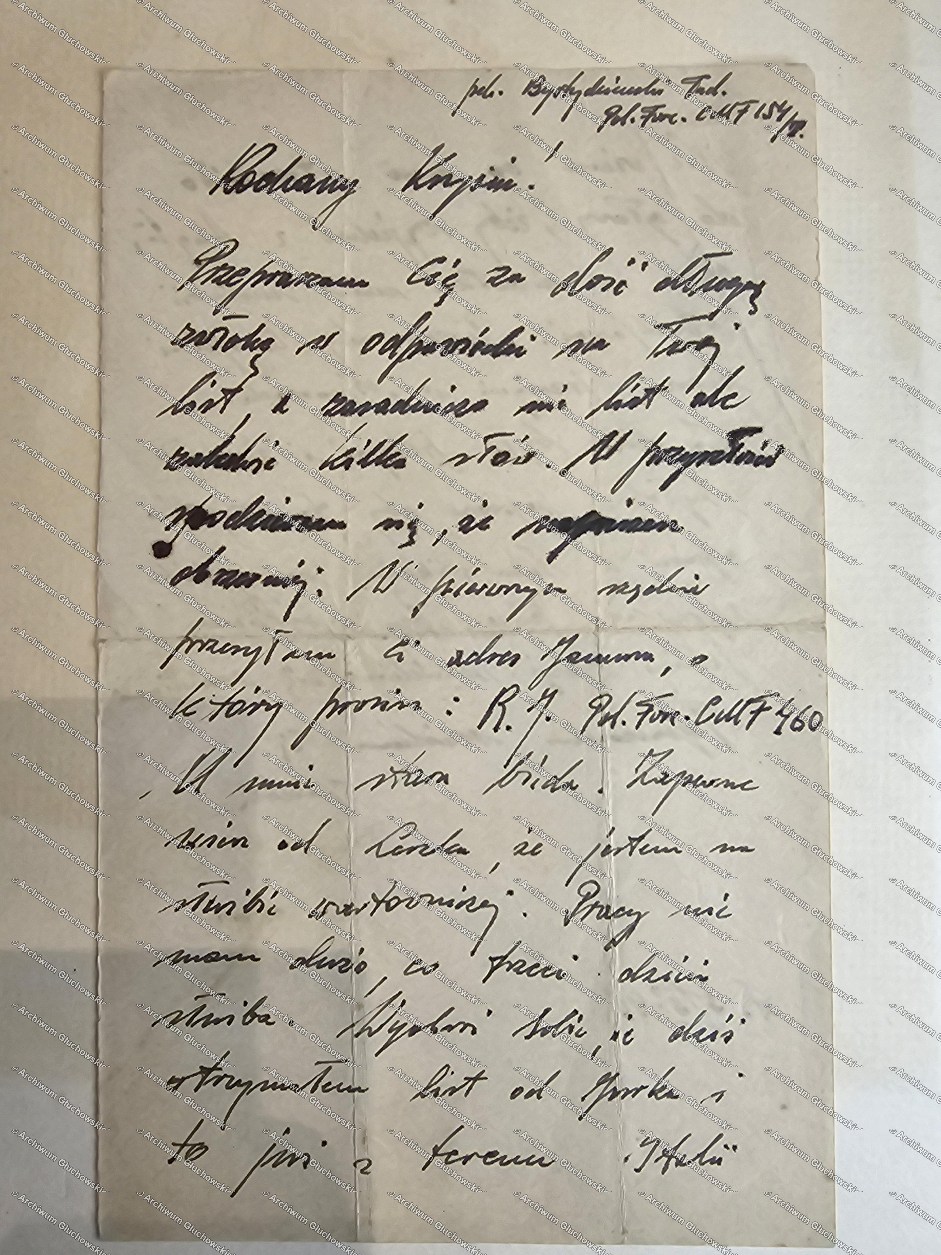 List pchr. Tadeusza Bystydżeńskiego z CMF 154 — adres Janusza