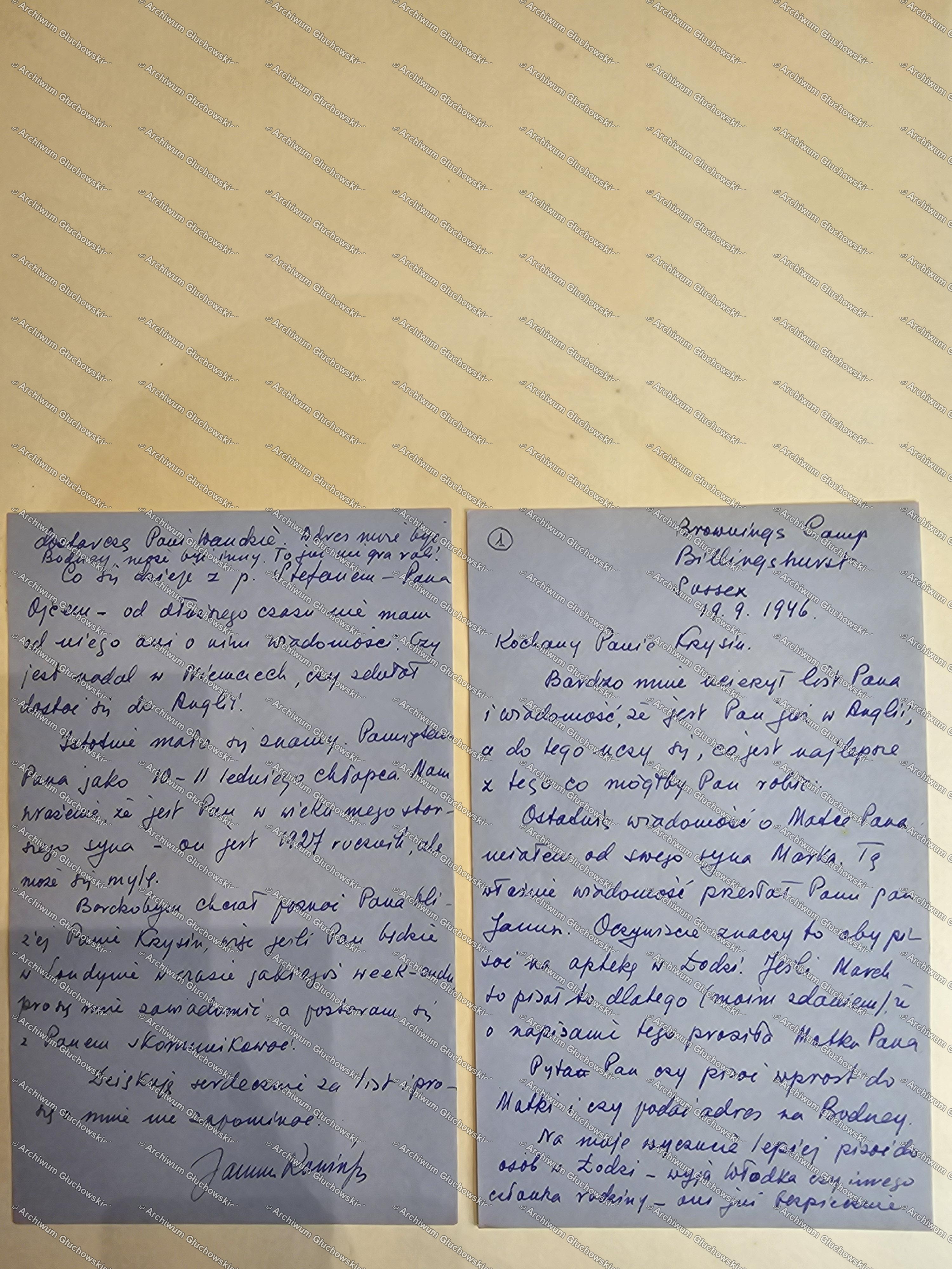 List Janusza Ramińskiego (I) — wieści o Wandzie, Brownings Camp