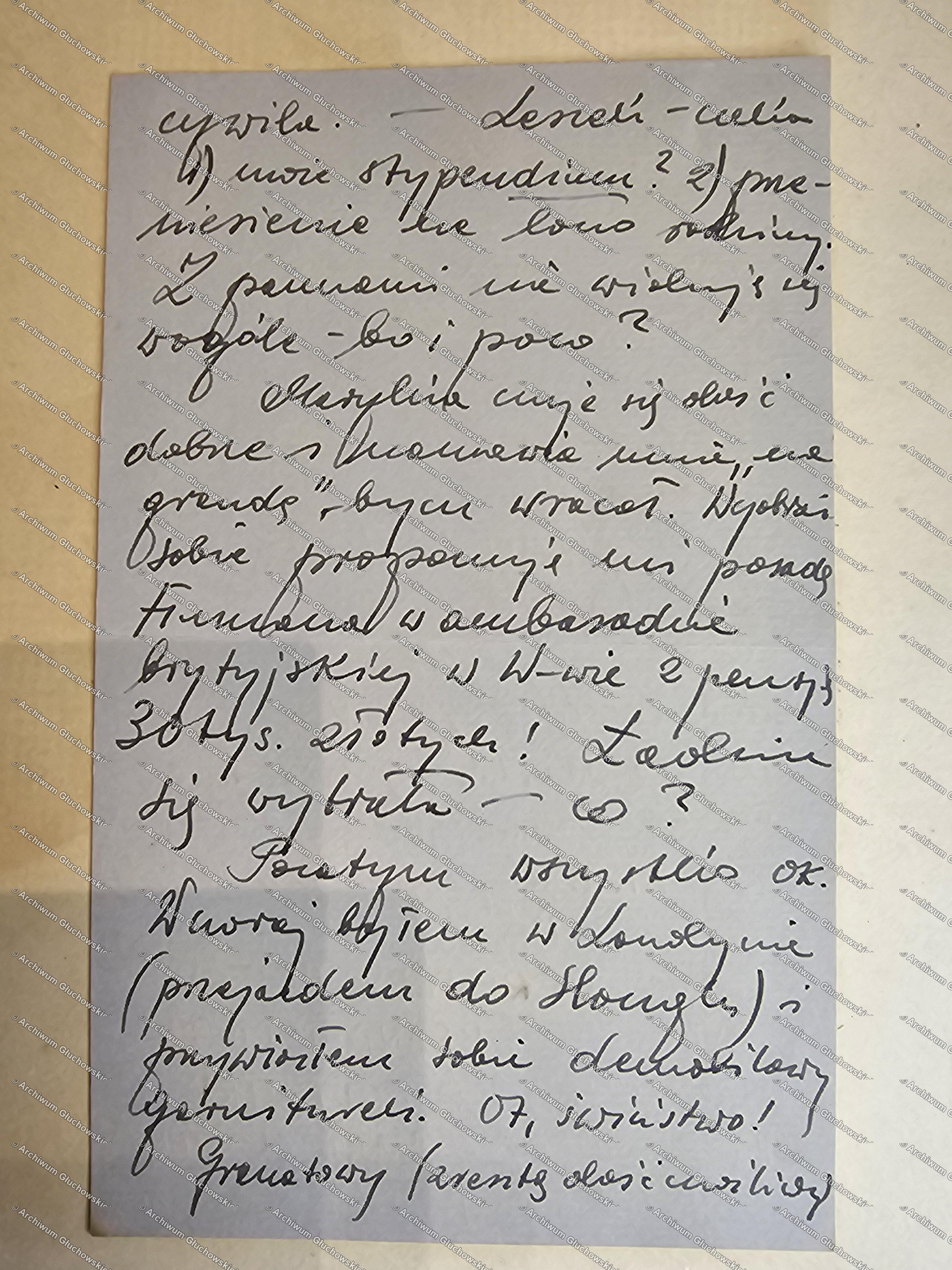 Notatka — stypendium, posada w ambasadzie, zegareczek