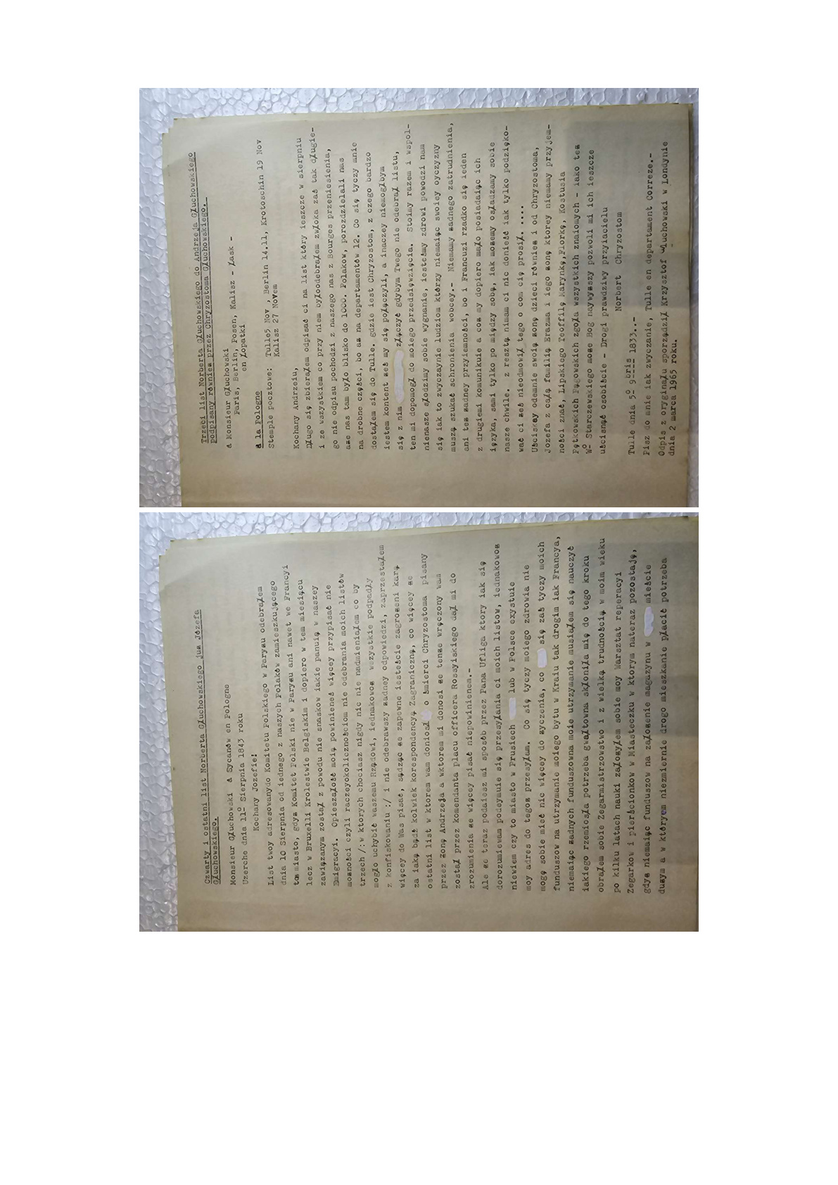 List 4 (ostatni): Norberta do Andrzeja — Utrecht 11.VIII.1843 — odpis Krzysztofa (Londyn 1965)