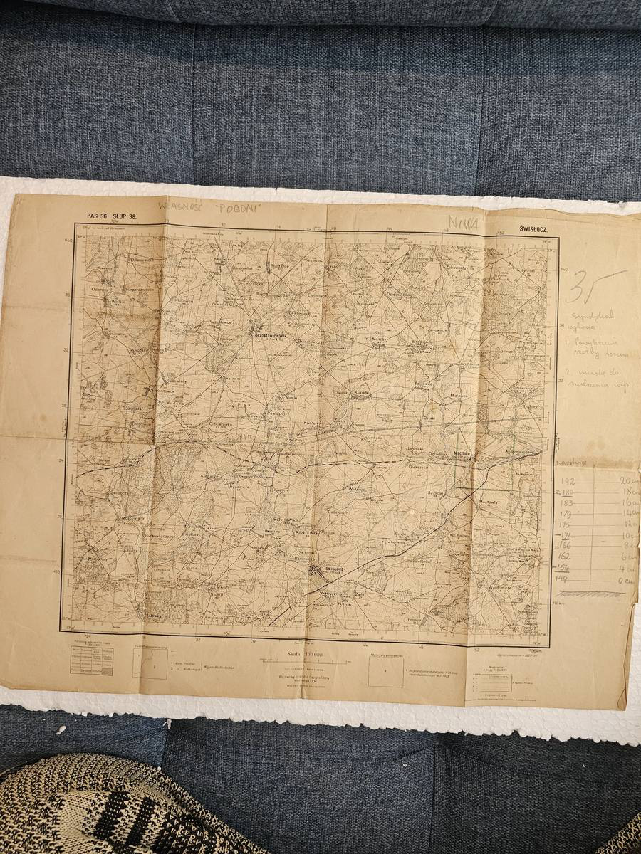 ★★★★★ Mapa WIG Świsłocz PAS 36 SŁUP 38 — pieczęcie 'KADRA 9 BATALJONU PANCERNEGO' + adnotacje '»POGONI« — NIWA' (1939 → AK 1941+)
