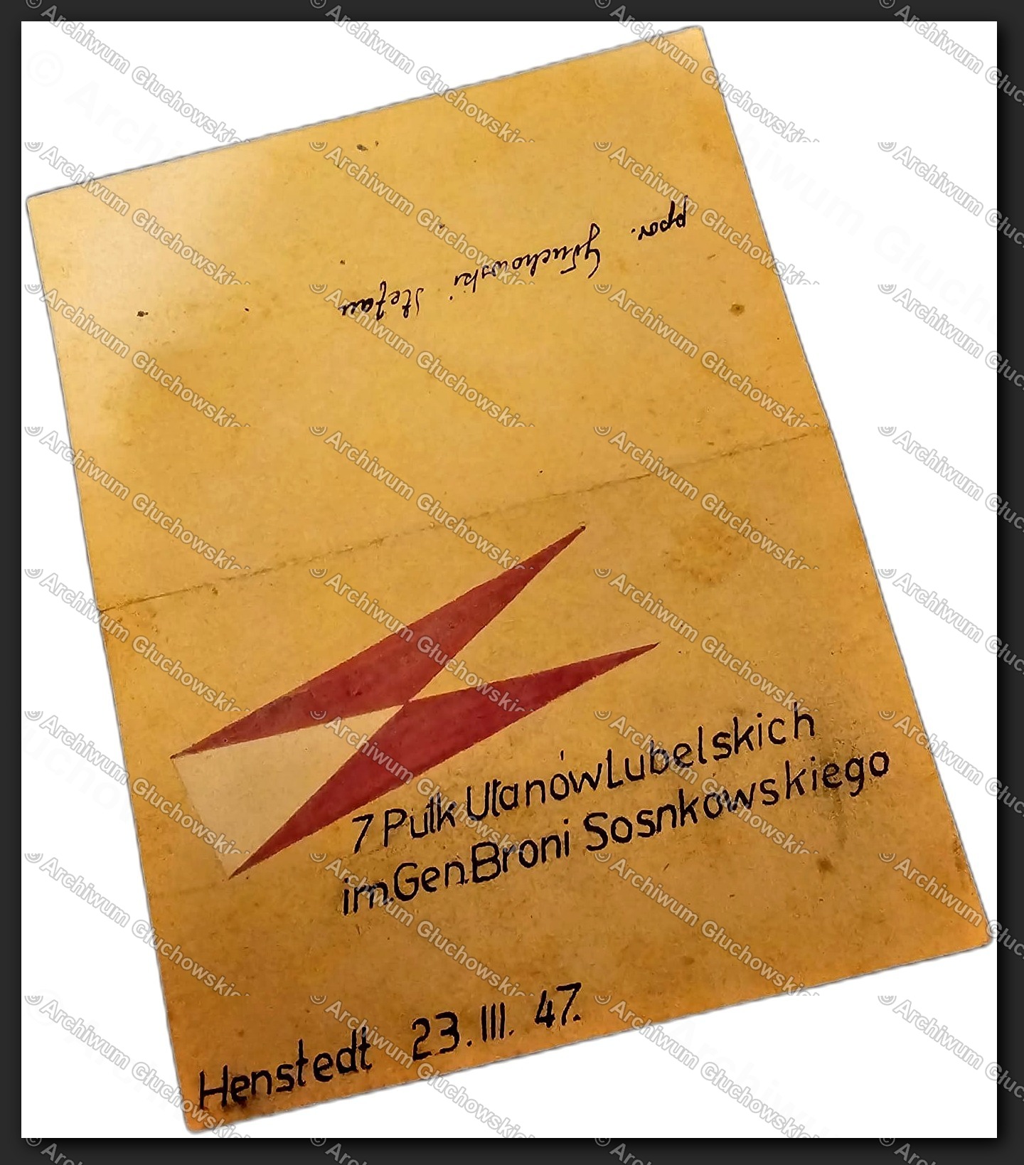 Karta pułkowa 7 Pułku Ułanów Lubelskich im. Gen. Broni Sosnkowskiego — Henstedt, 23.III.1947