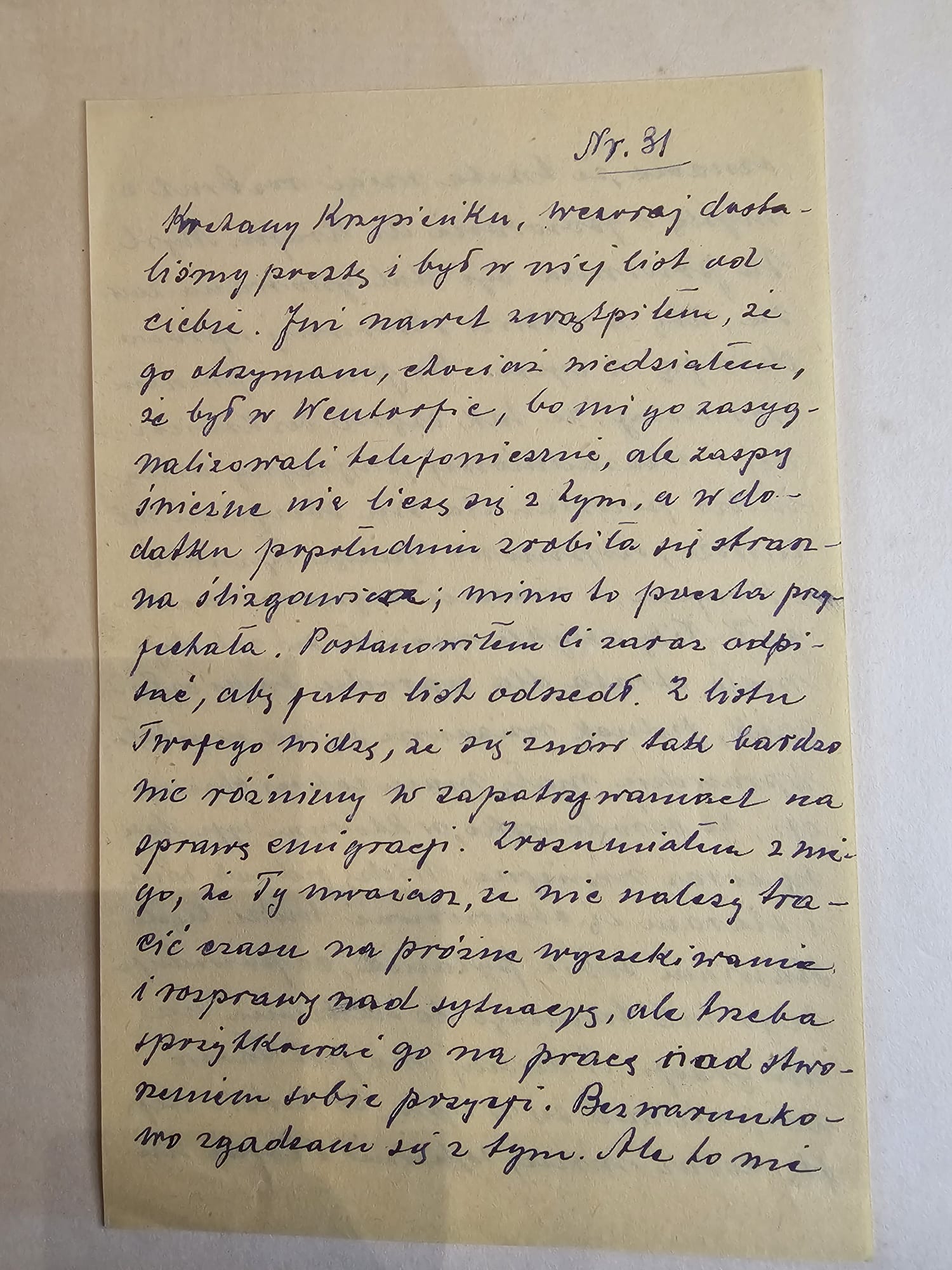 List nr 31 Stefana do Krzysztofa — Wielka Emigracja i filozofia wychodźstwa (Henstedt, ~III.1947)