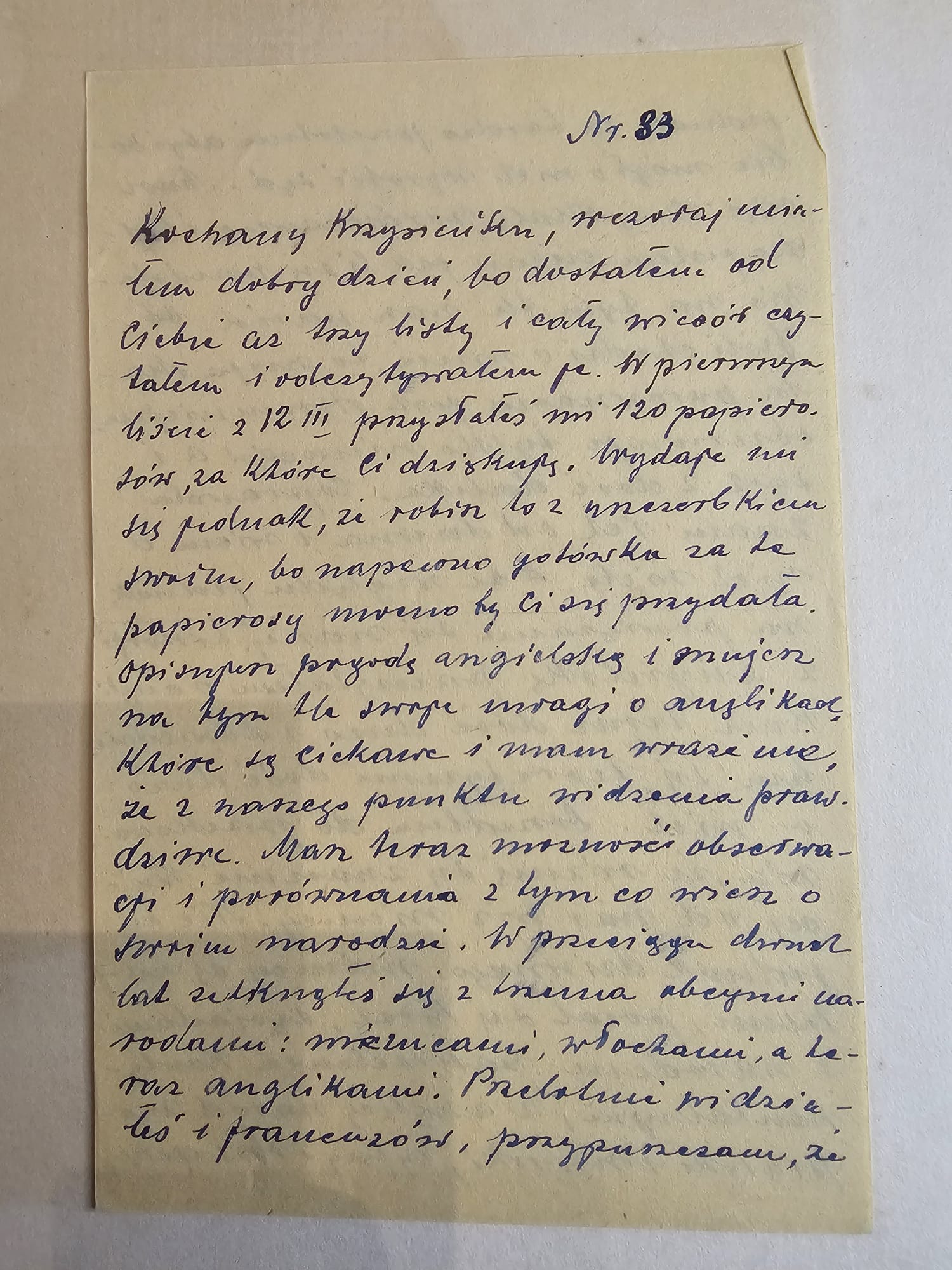 List nr 33 Stefana do Krzysztofa — obserwacje o narodach i nauka angielskiego (Henstedt, ~16.III.1947)