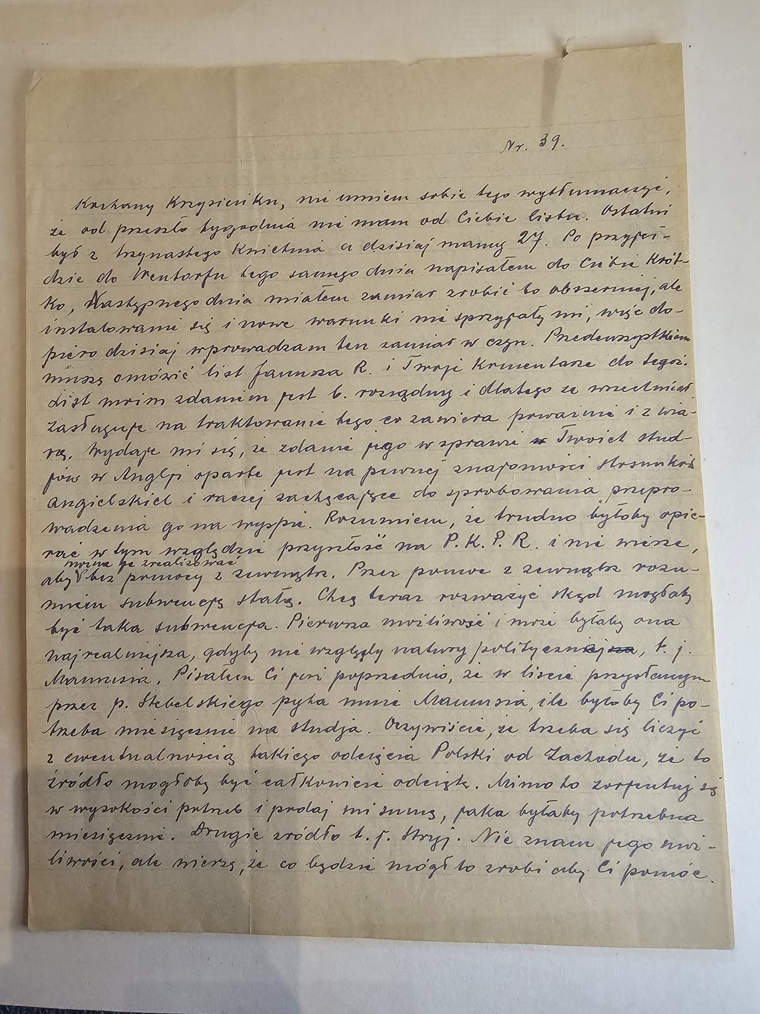 List nr 39 Stefana do Krzysztofa — plany emigracyjne i repatriacyjne (Wentorf, 12.IV.1947)