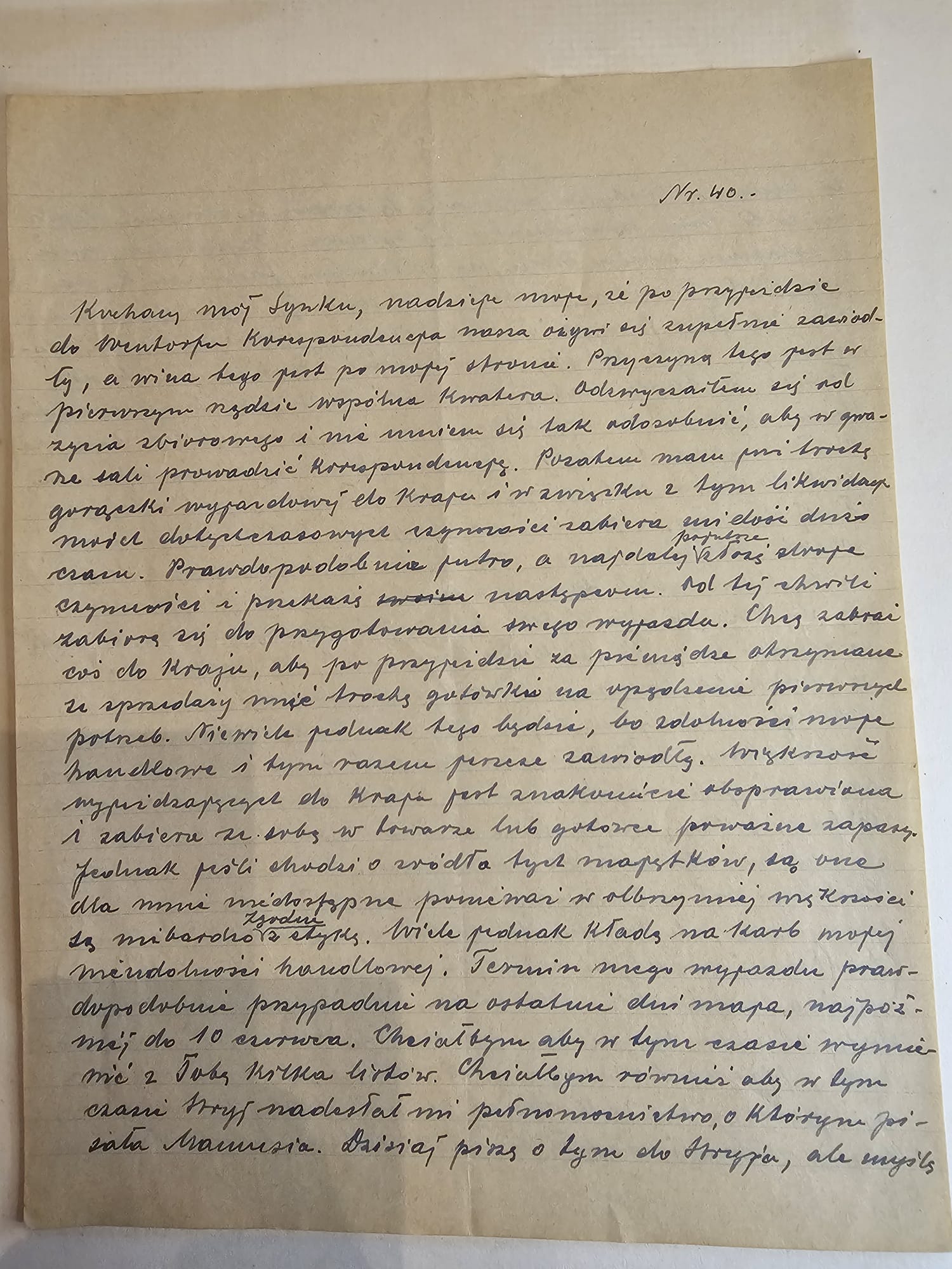 List nr 40 Stefana do Krzysztofa — edukacja i I Zgrupowanie Oficerskie (Wentorf, 12.V.1947)