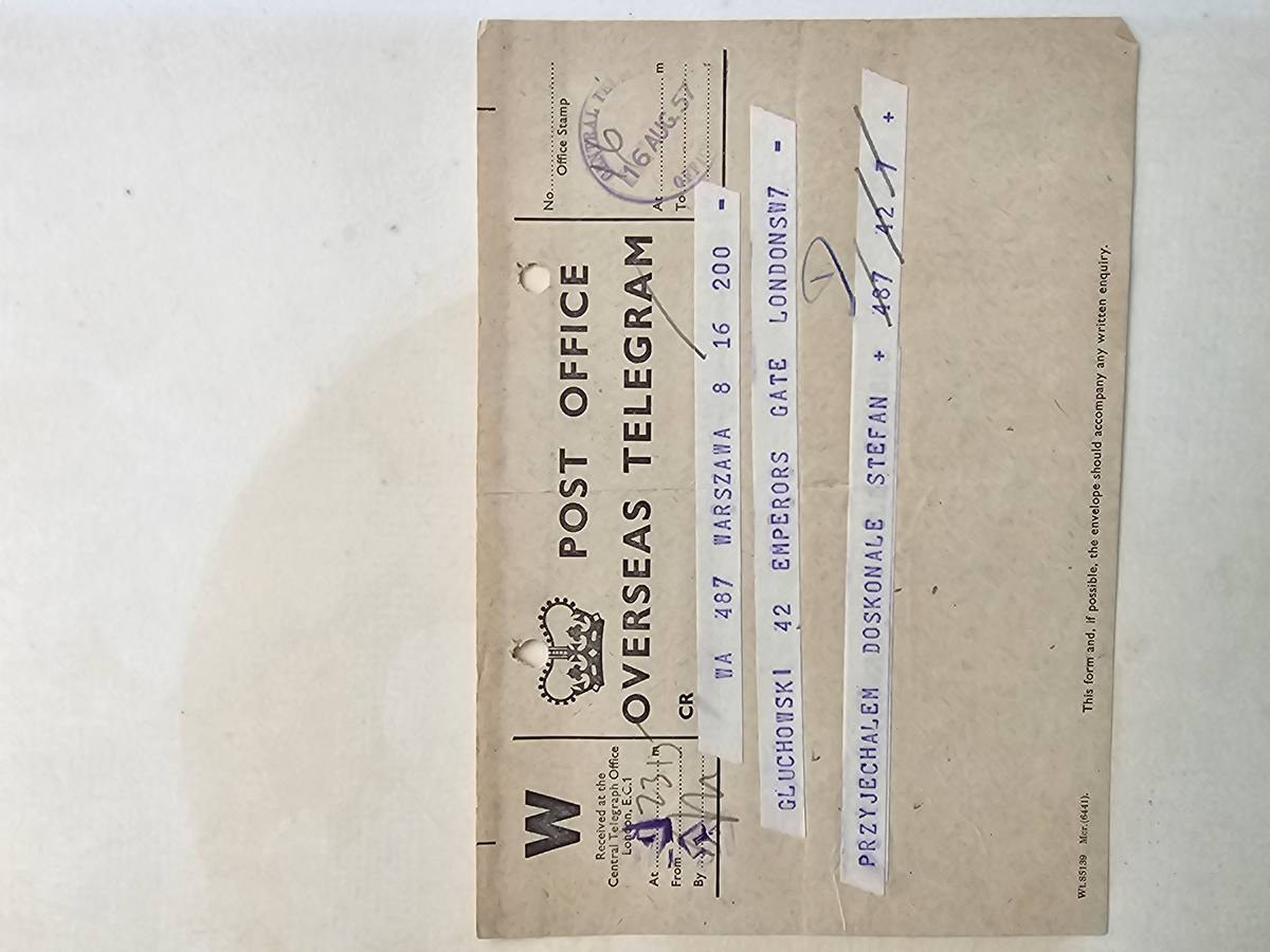 Telegram: Stefan (Józef) do Krzysztofa, Londyn