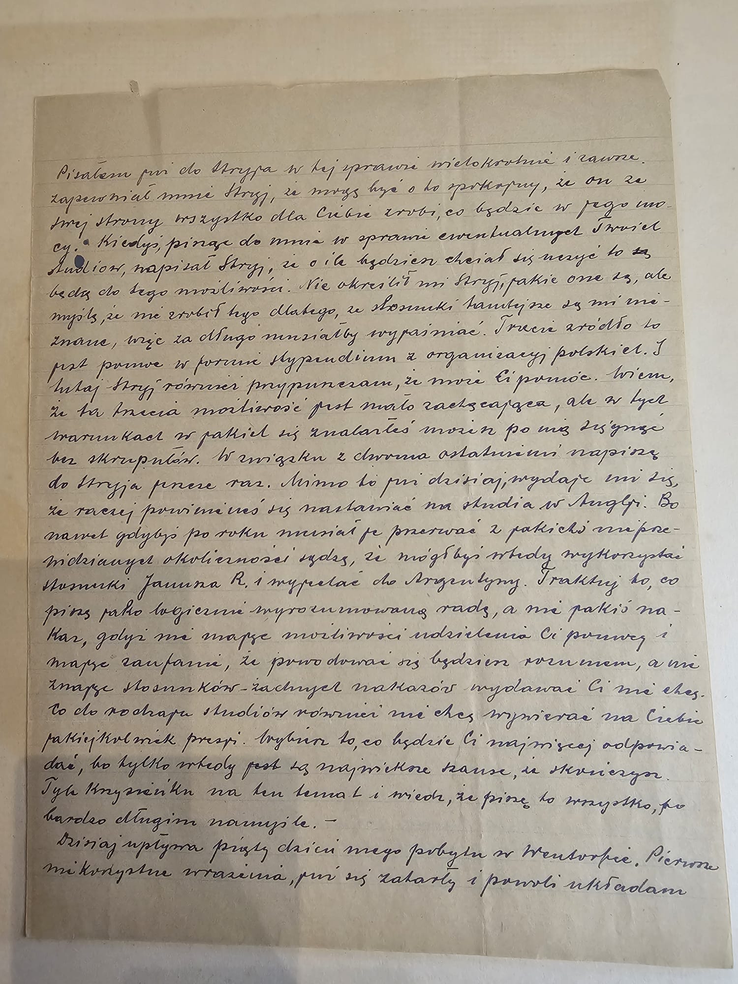 List Stefana — 7.V.1949, organizacja wypoczynku, 'wczasy', plany urlopowe