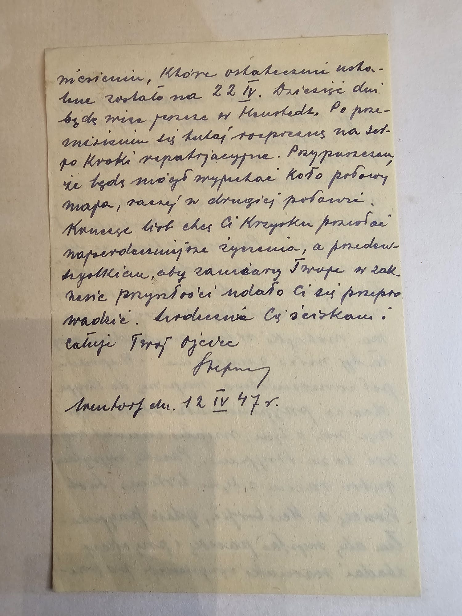 List Stefana — 13.V.1949, egzaminy Krzysztofa, wizyta wuja Kasika