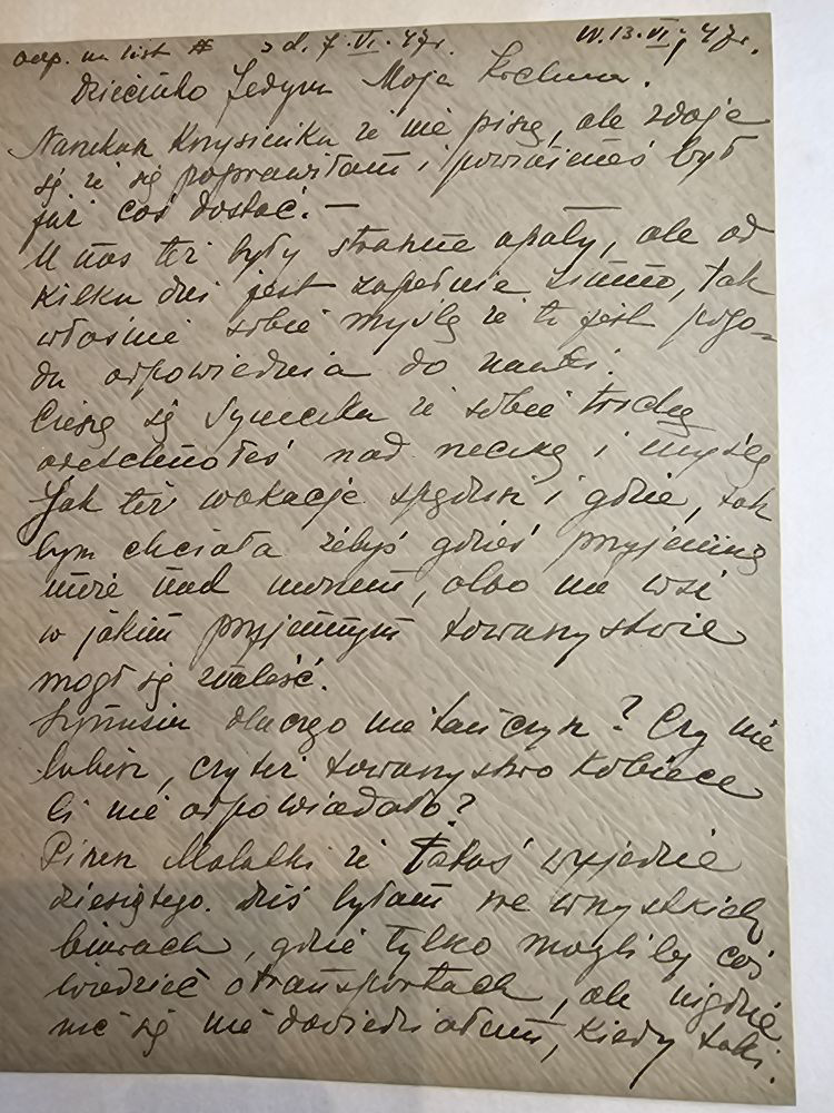 List Wandy — 13.VI.47, wakacje, garderoba, adres Marszałkowska 18
