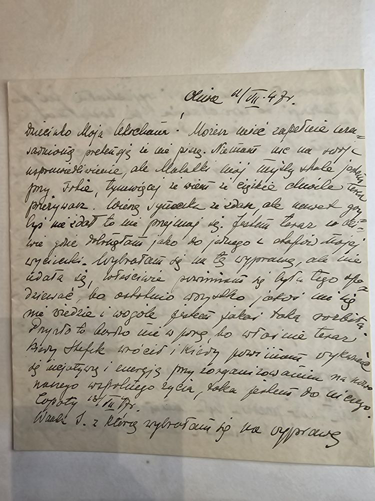 List Wandy — Oliwa/Warszawa VII.47, wycieczka Wrocław, ojciec, rower, album