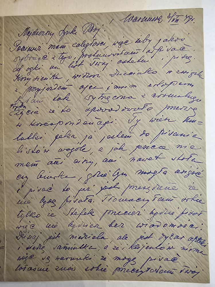 List Wandy — 30.VII.47, ojciec, Stefek, zdrowie, adres Ruislip Middlesex