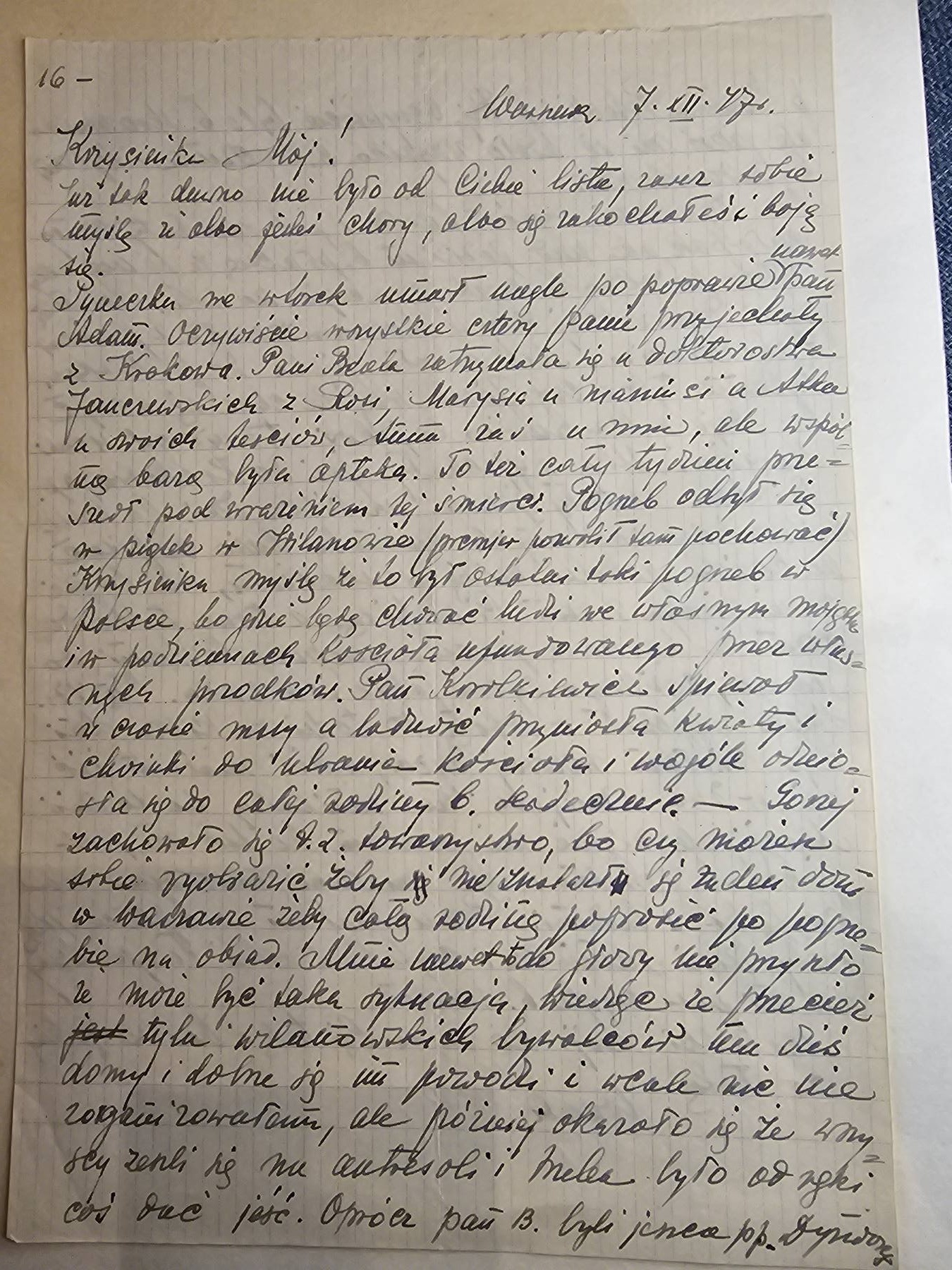 List nr 16 — śmierć p. Adama, pogrzeb jak z dawnej Polski