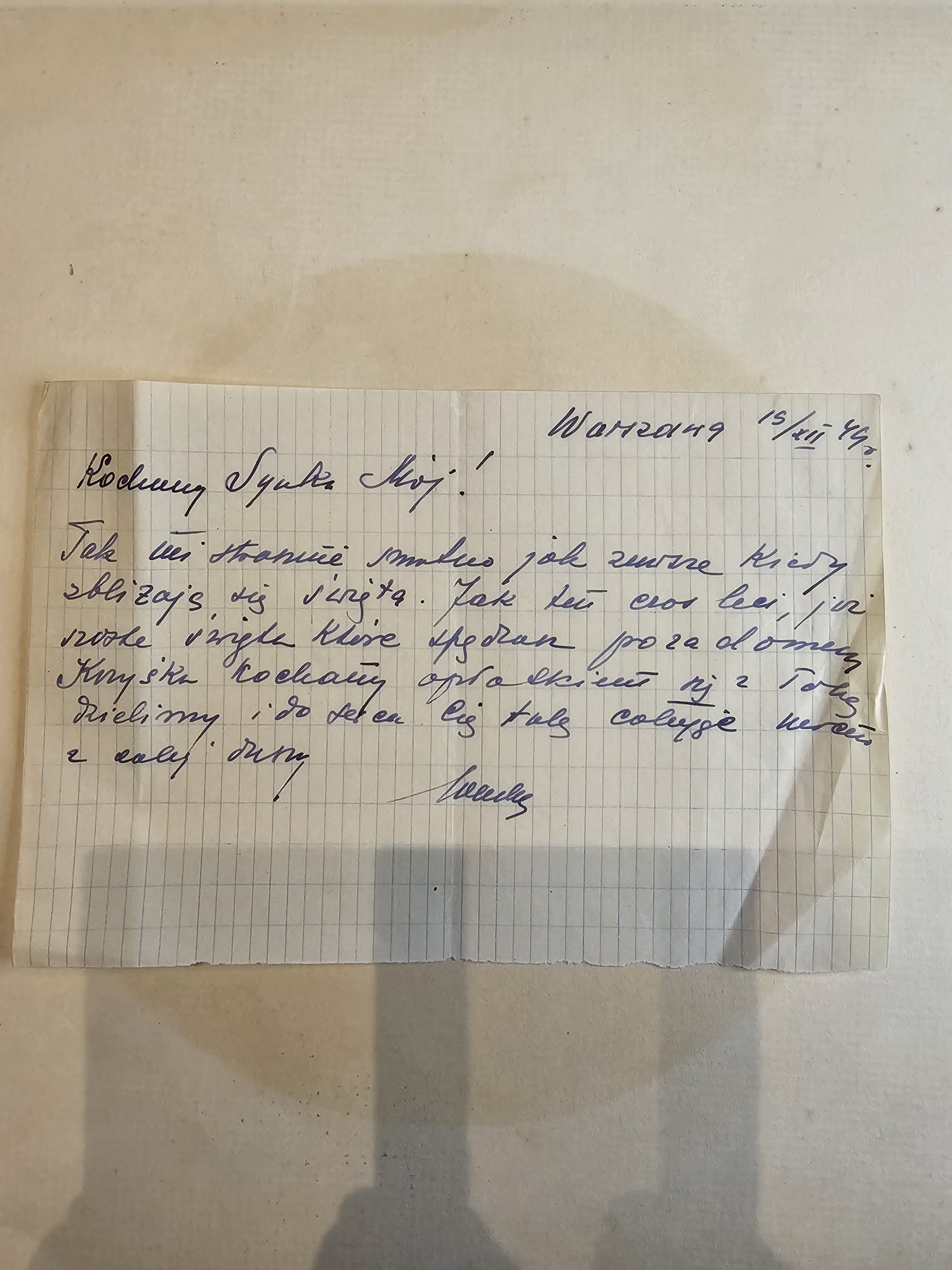 Kartka świąteczna Wandy — 15.XII.1949, 'Tak mi strasznie smutno jak zawsze kiedy zbliżają się święta'