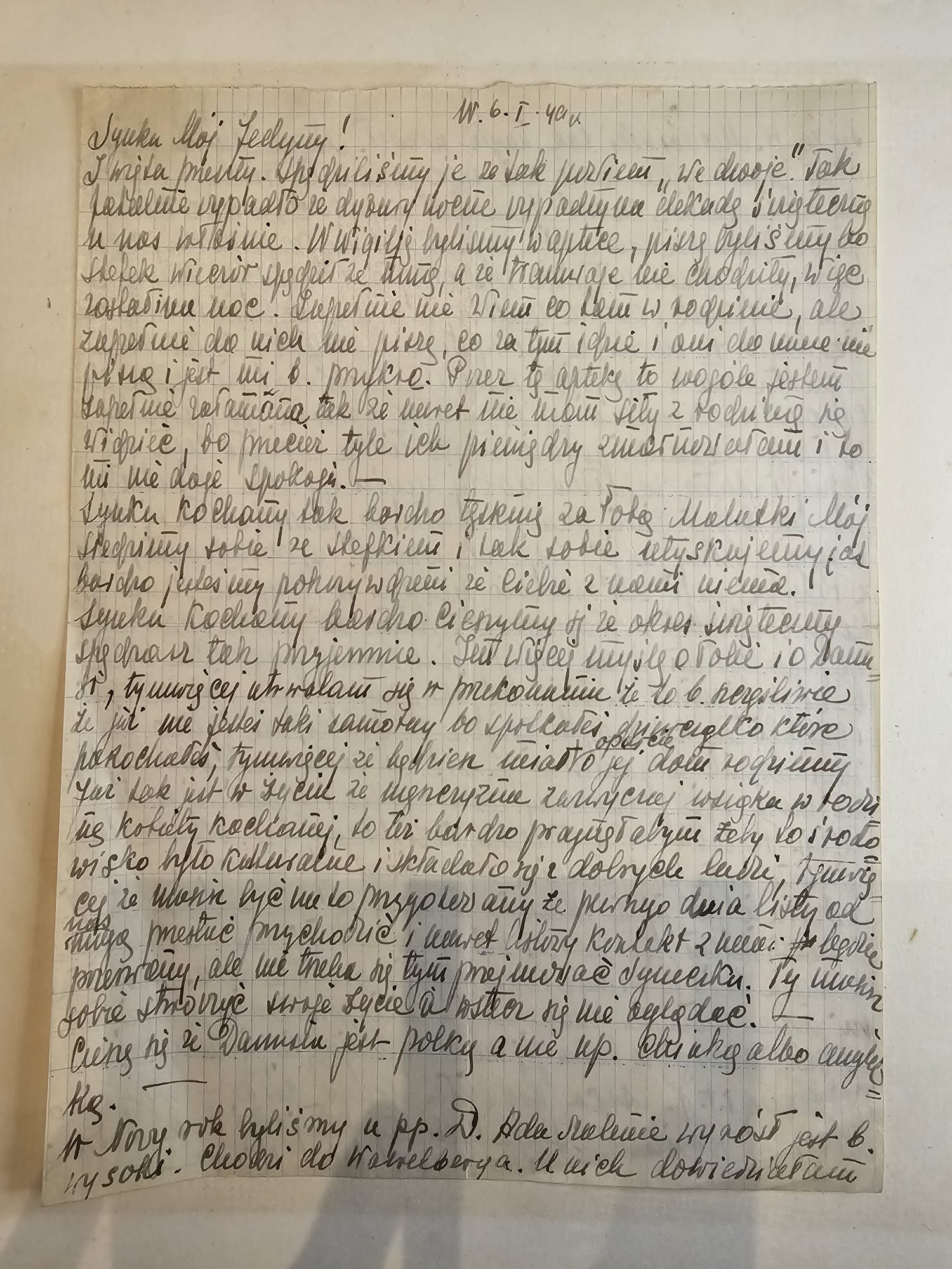 List Wandy — 6.I.1950, życzenia imieninowe dla Stefana, Danusia, niepokój o zdrowie