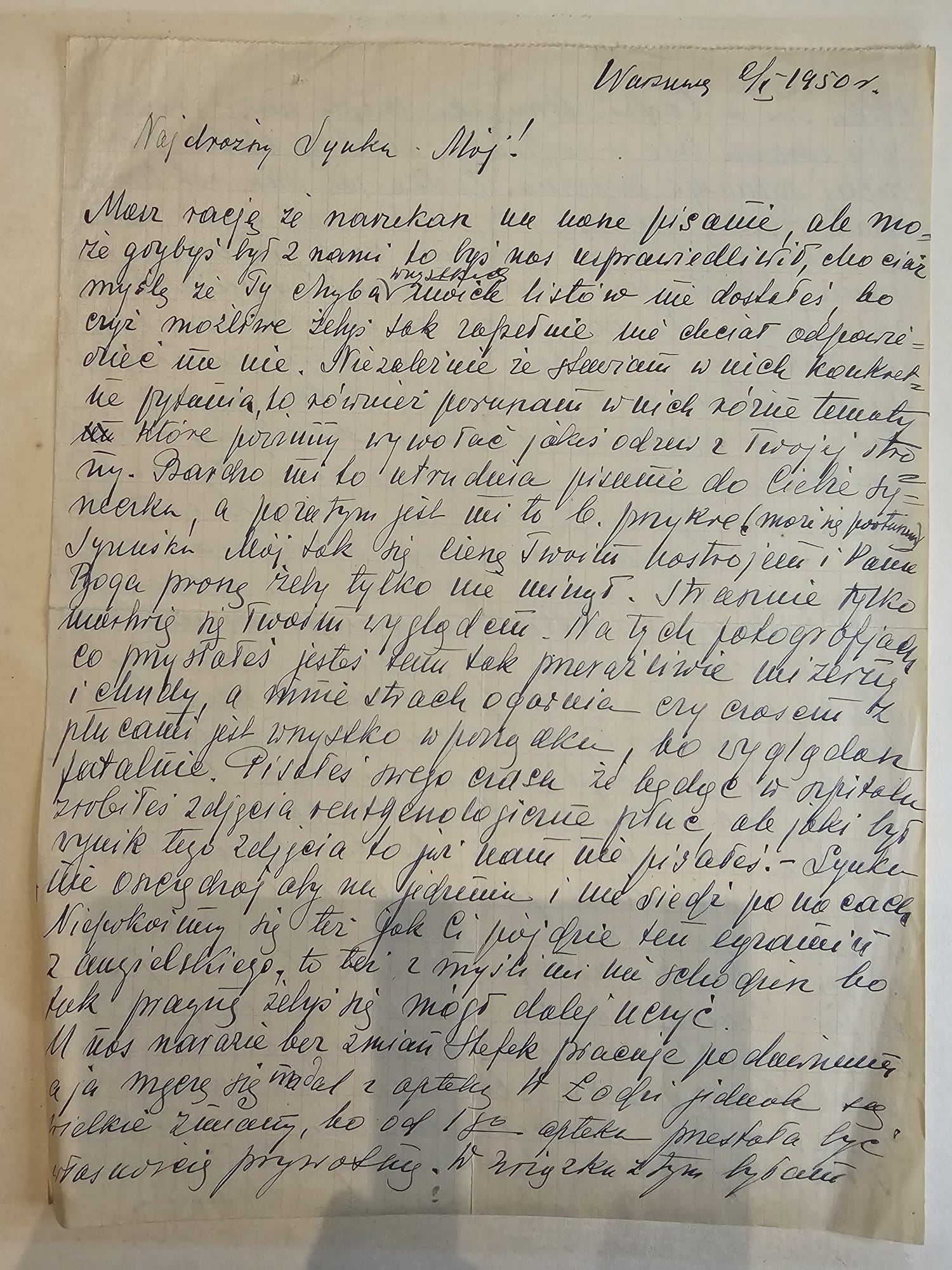 List Wandy — 9.VI.1950, fotografie, Łódź, Hanka operuje 8 żeber, lekarze