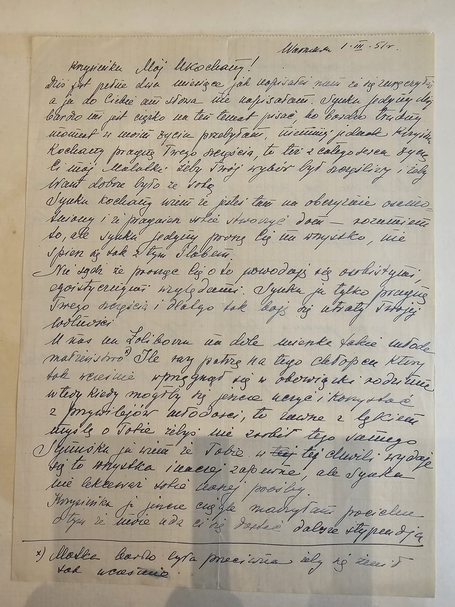 List Wandy — 1.IX.1950, 'Krzysiun Mój Ukochany!', małżeństwo, rady, fotografie z Łodzi