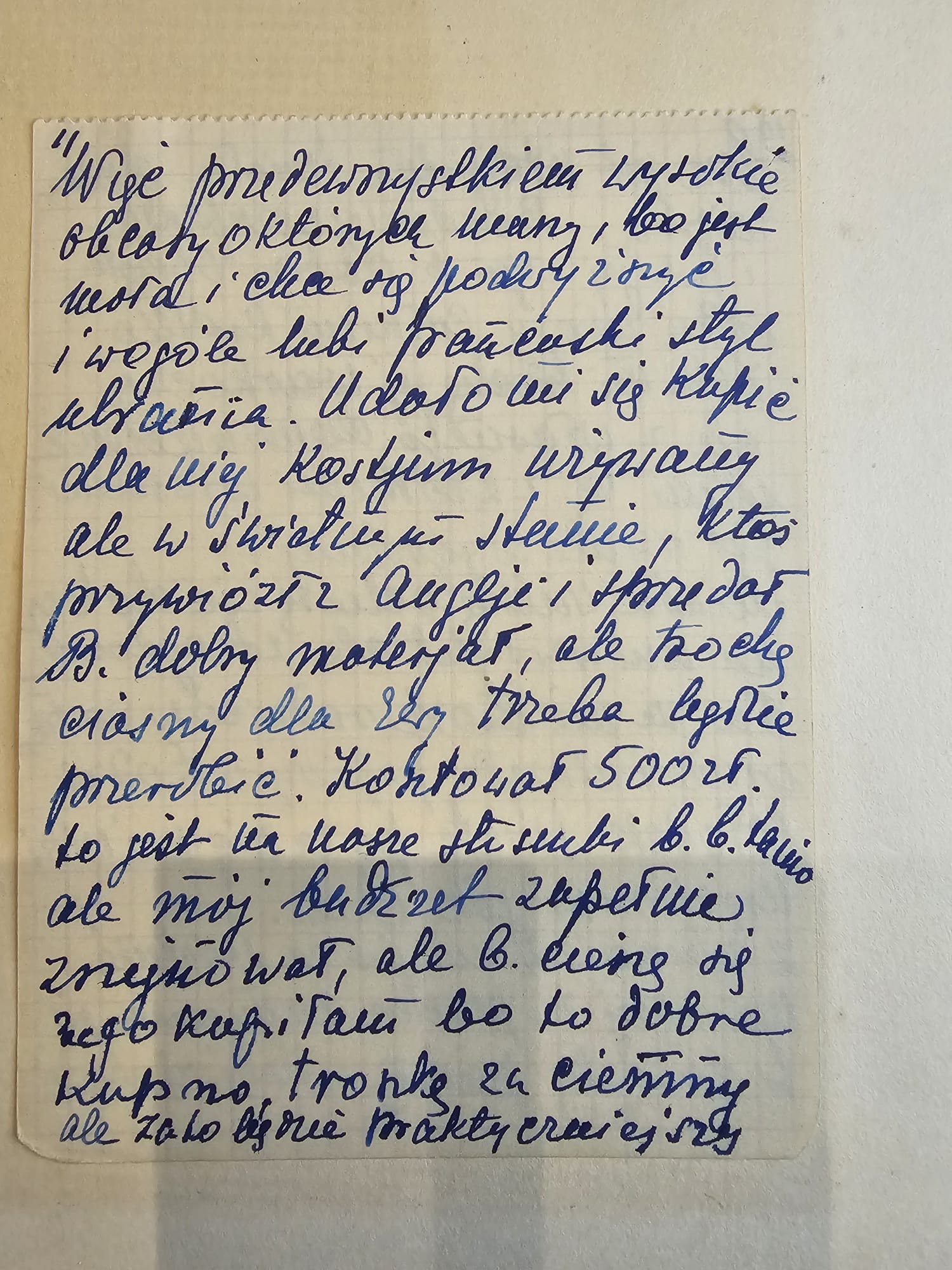 WIELKI LIST Wandy — ~VII-VIII.1950, ~30 stron, Ewa, Jędreś doktorat, Karik i astma, apteka, Żoliborz