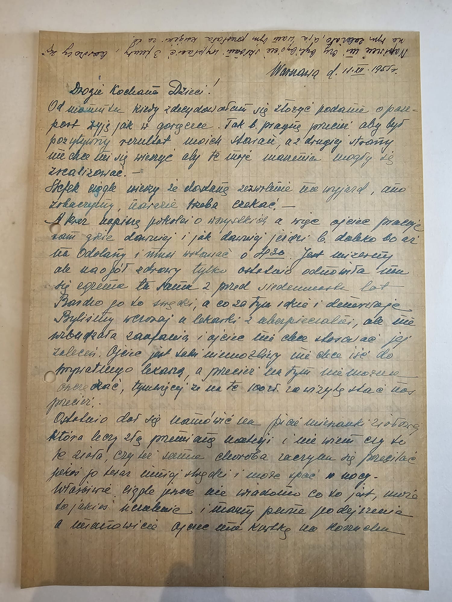 List Wandy — III.1955, PODANIE O PASZPORT, Odolanów, Stefan egzema