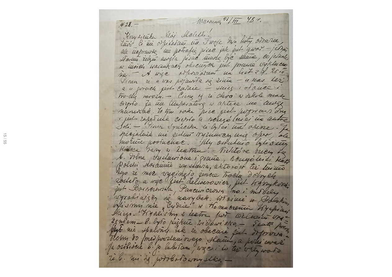 List Wandy — 27.IV.1948, odp. na list #45, kamyczek na urodziny, dom z dzieciństwa, Stefek