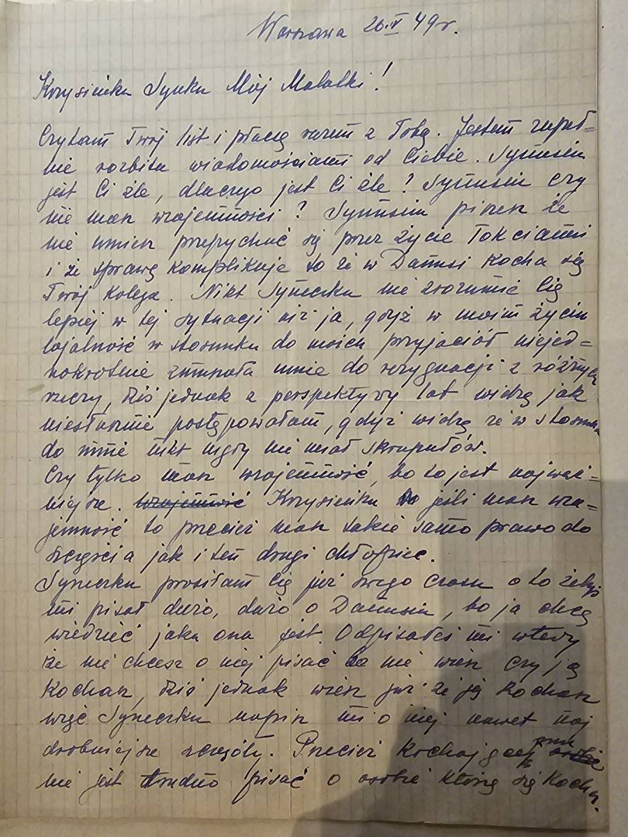 List Wandy — 26.V.1949, 'Czytam Twój list i płaczę' — DAMUSIA, kolega który ją kocha