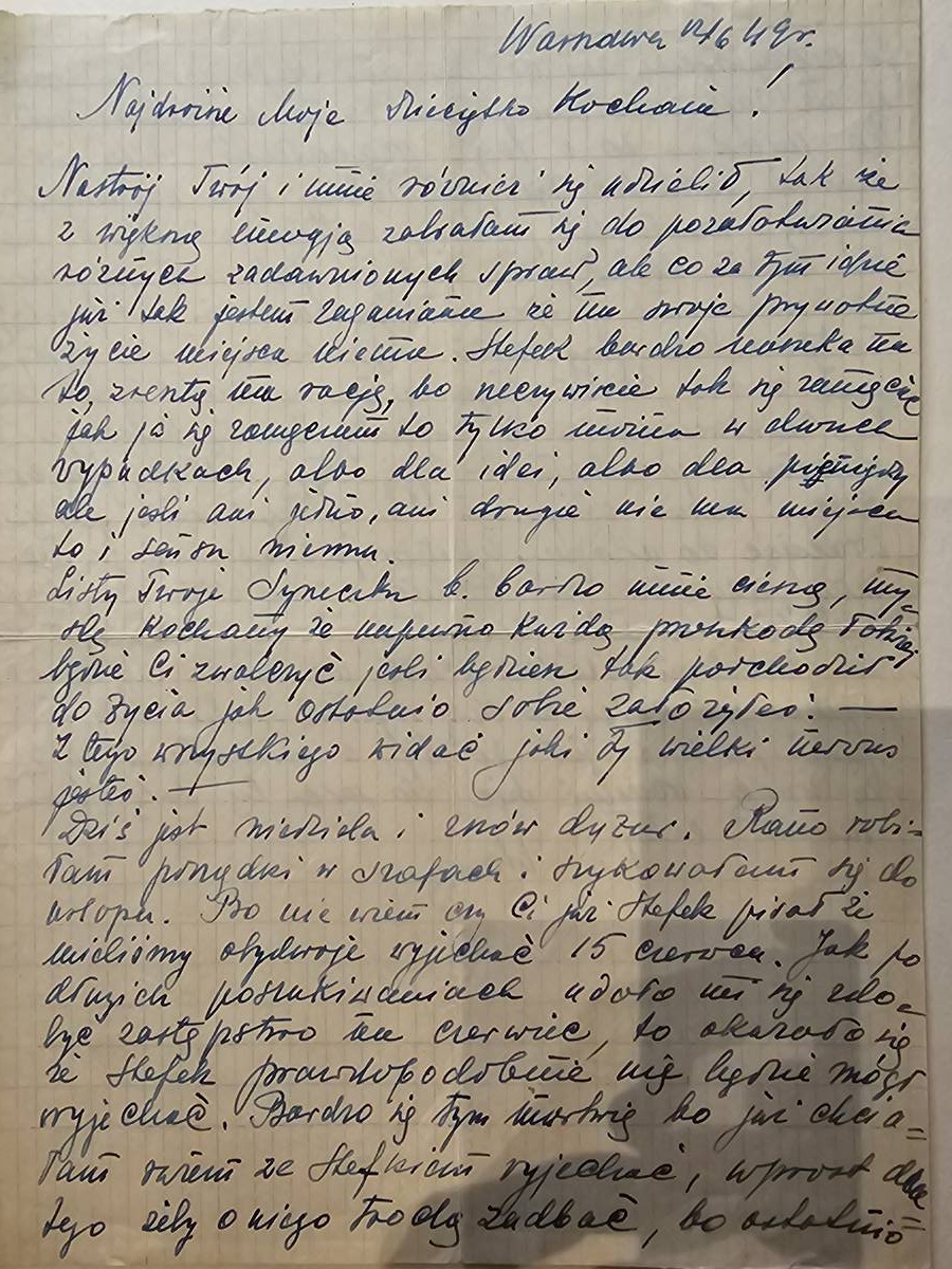 List Wandy — 4.VI.1949, urlop bez Stefka, 65 kg, problemy finansowe, pożyczki