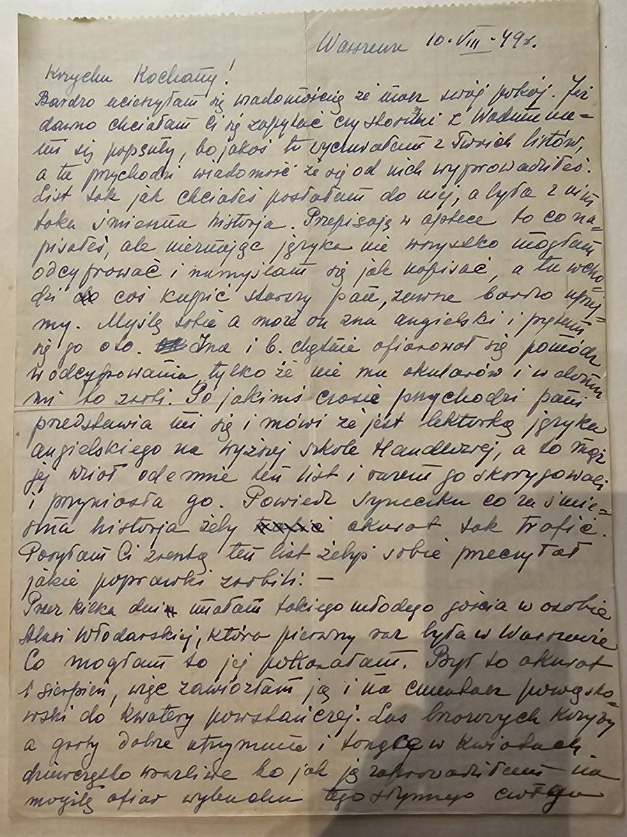 List Wandy — 10.VIII.1949, Wadmanowie wyprowadziły się, 1 Sierpień na Powązkach, Droga W-Z