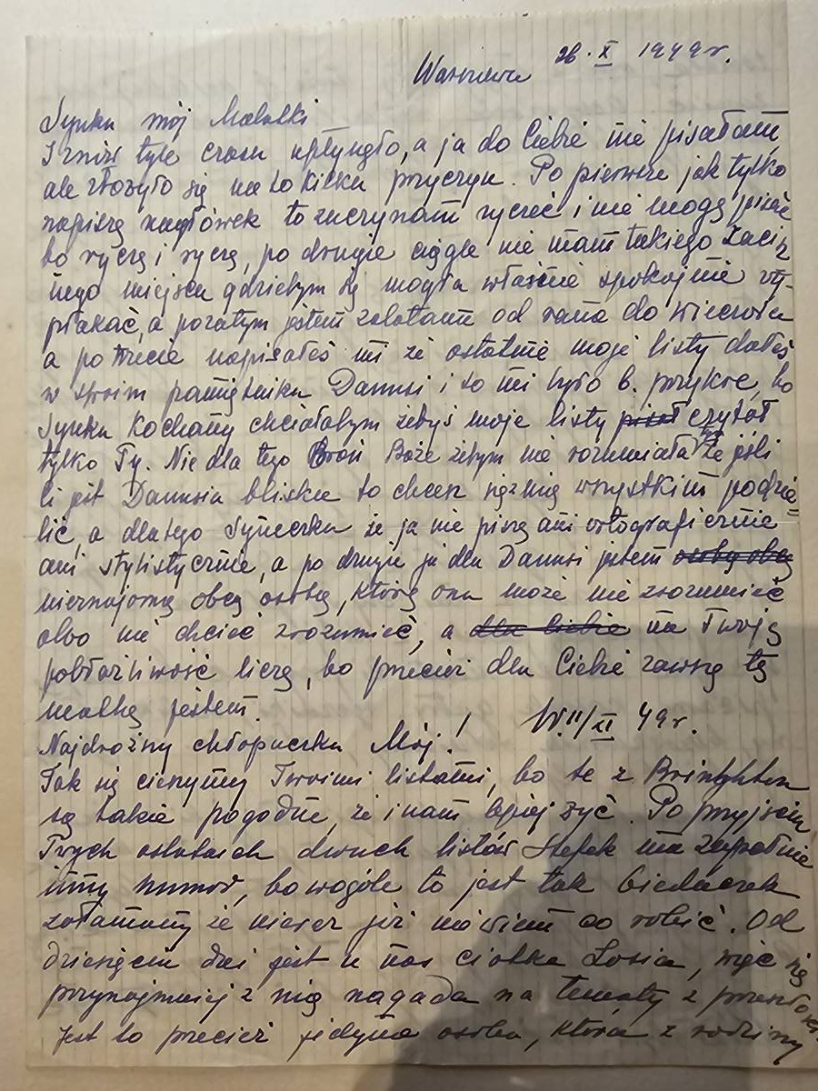 List Wandy — 26.X-11.XI.1949, listy Damusi w pamiętniku Krzysztofa, Ciotka Zosia, paczka